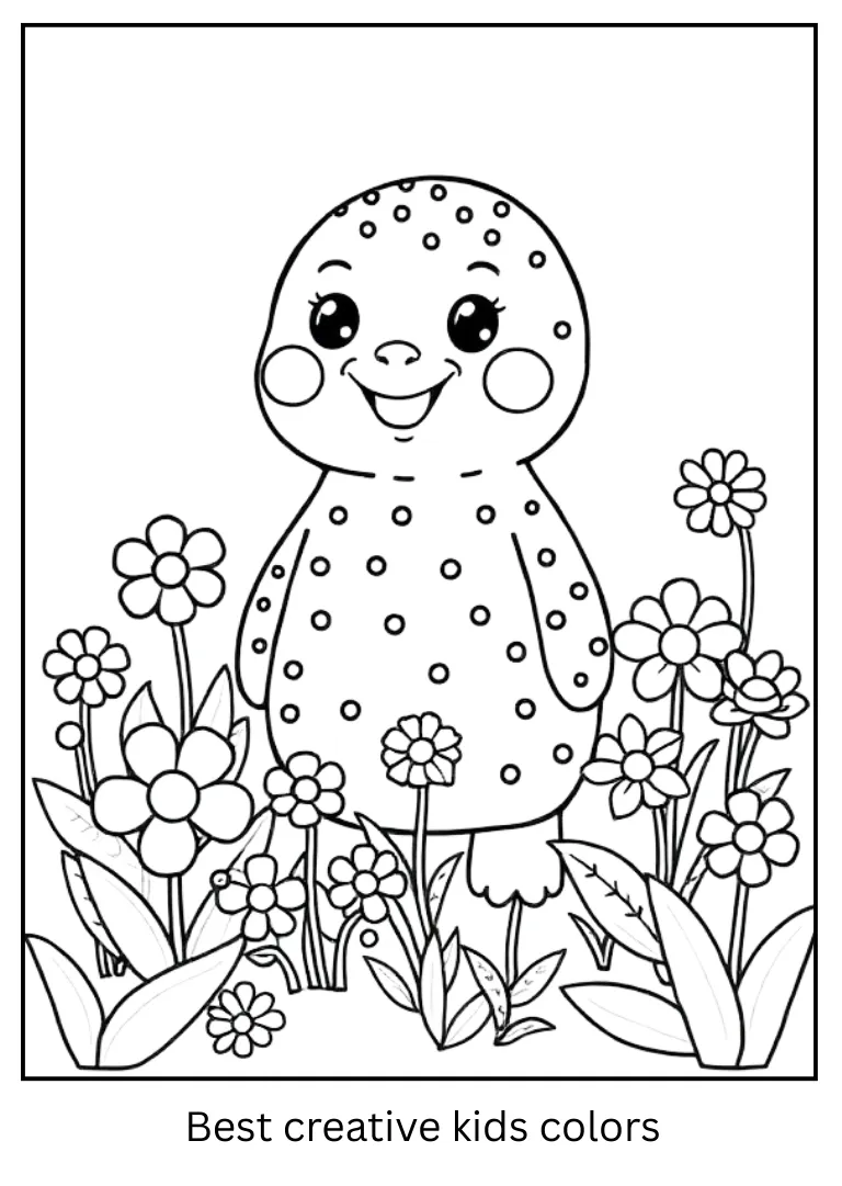Happy Labubu in Garden Coloring Page