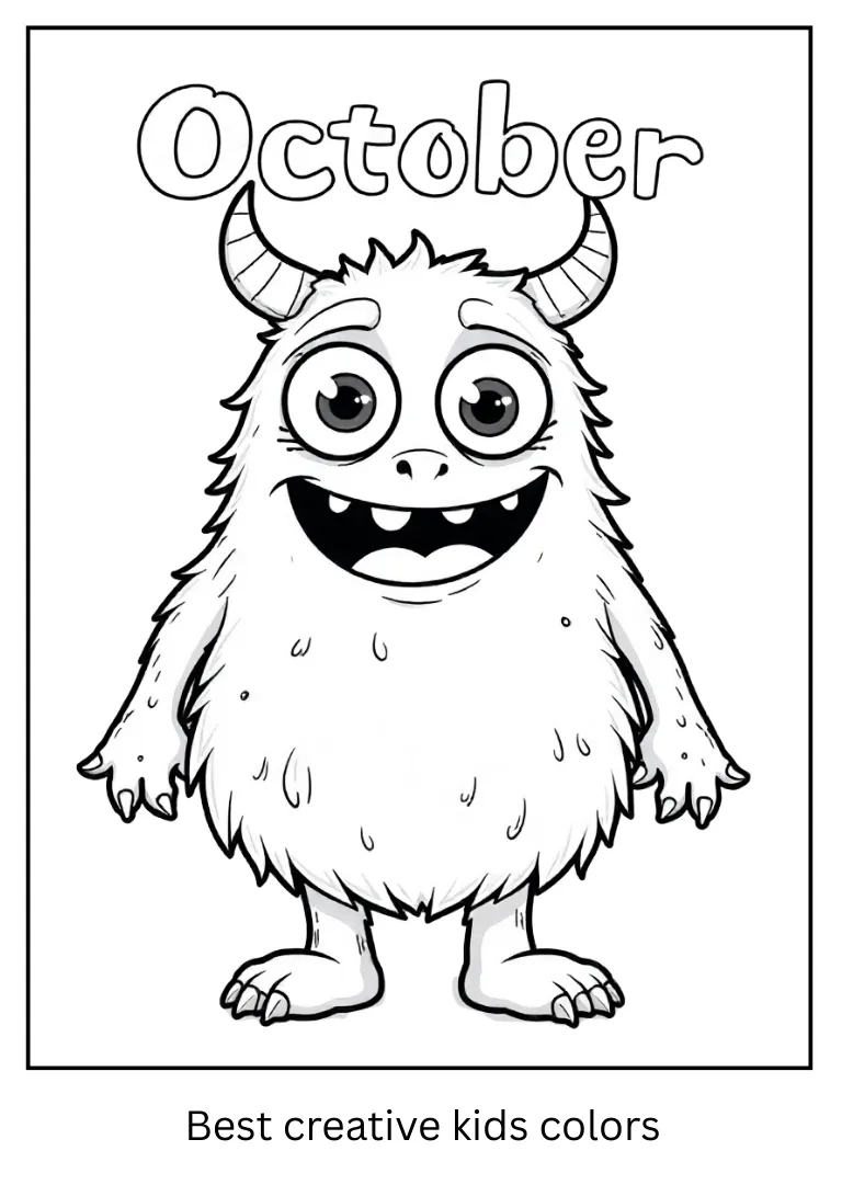 Happy Monster October Coloring Sheet