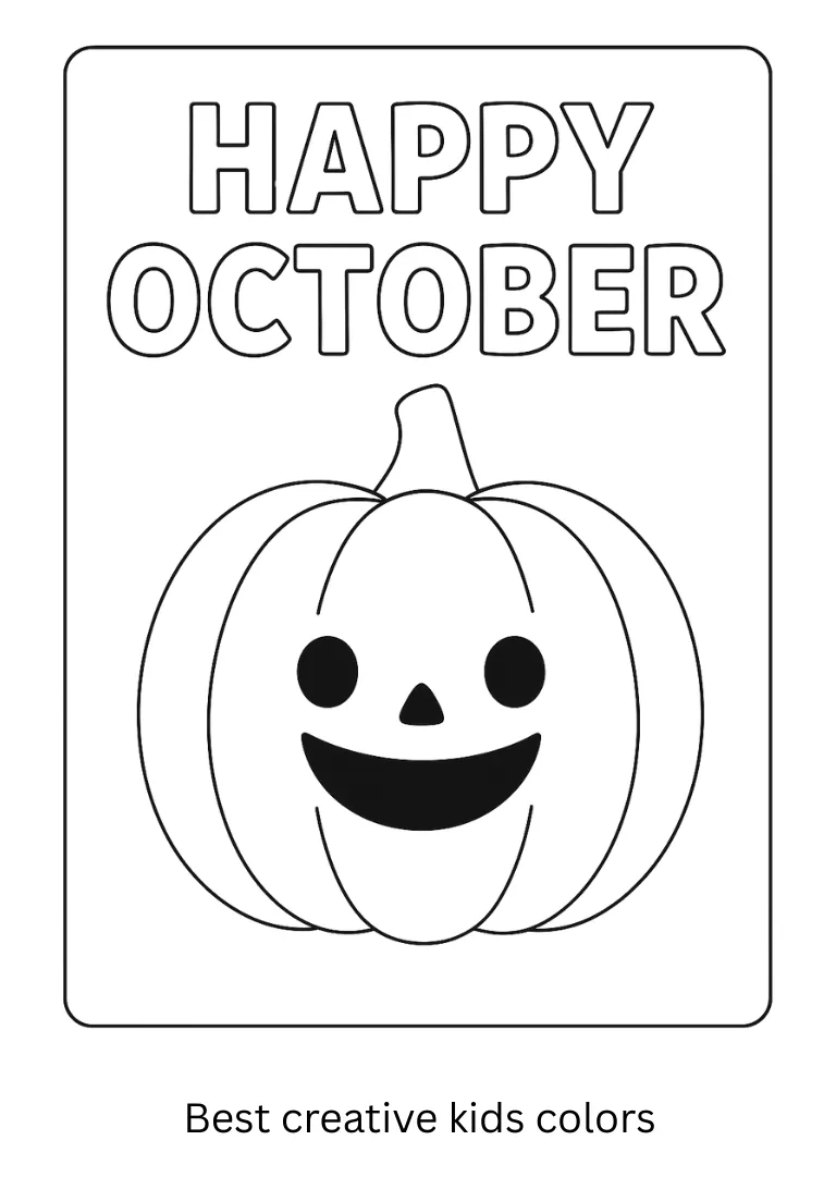Happy October Pumpkin Coloring Sheet