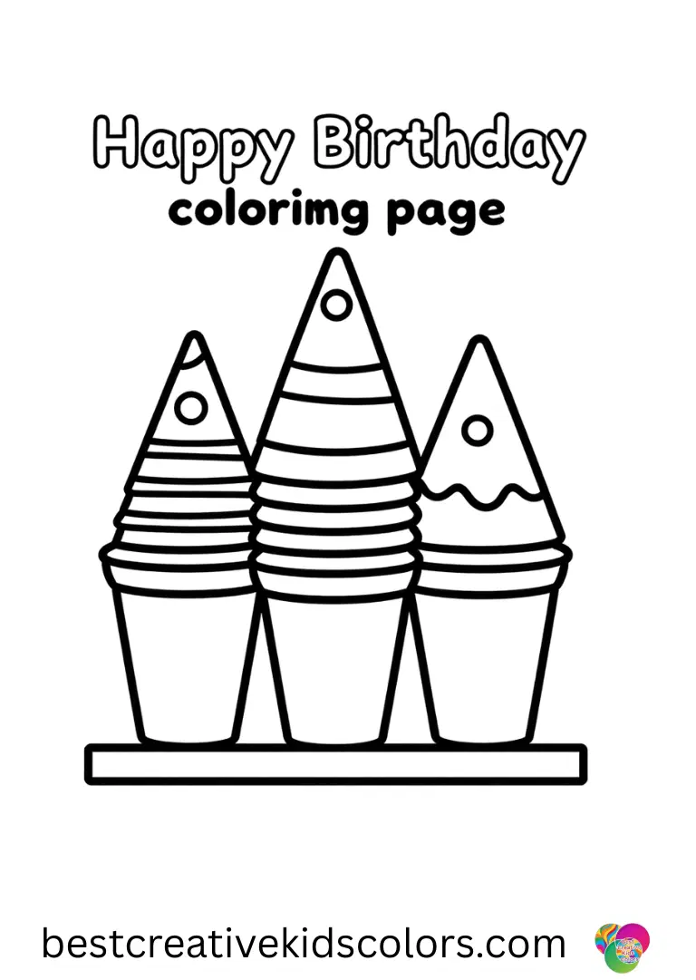 Happy birthday coloring page free download A set of party cups stack neatly in Happy birthday coloring page free download on a shelf