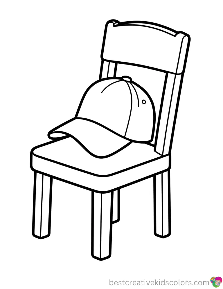 A baseball cap rests lightly on a chair in Happy birthday dad coloring pages easy