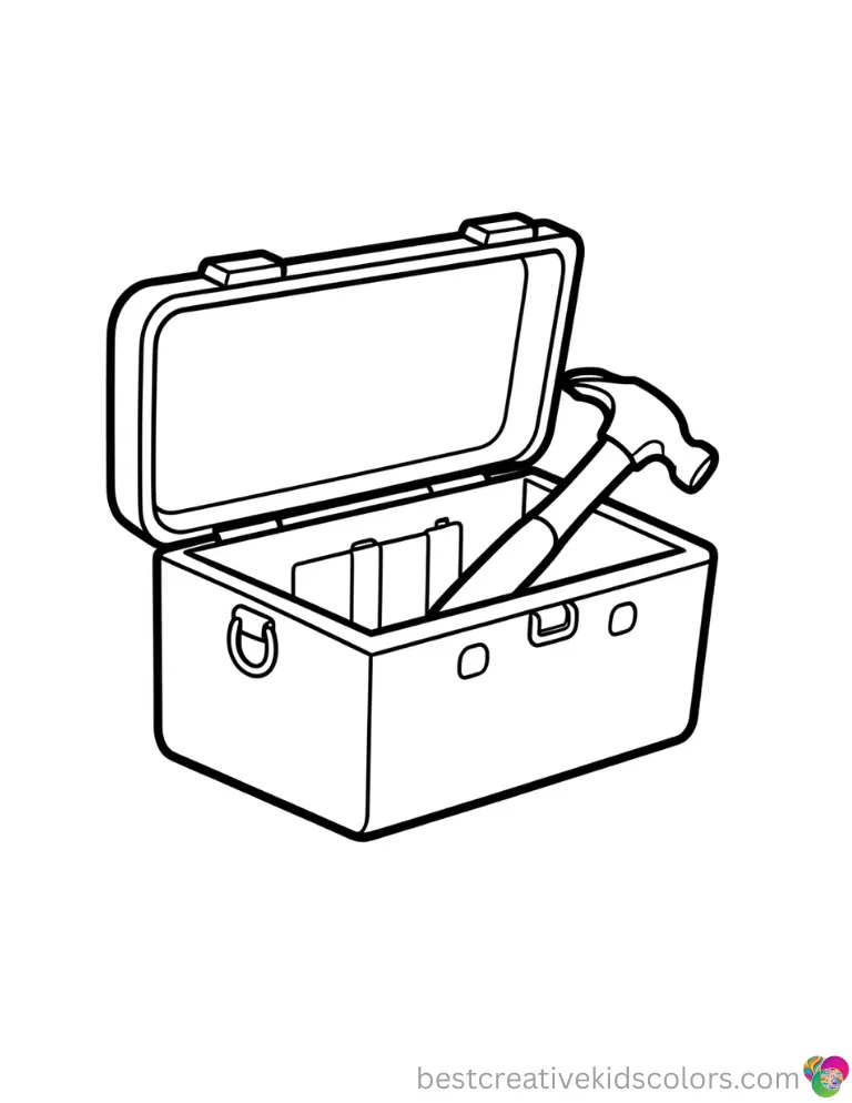 A toolbox sits open in Happy birthday dad coloring pages free download with a single hammer