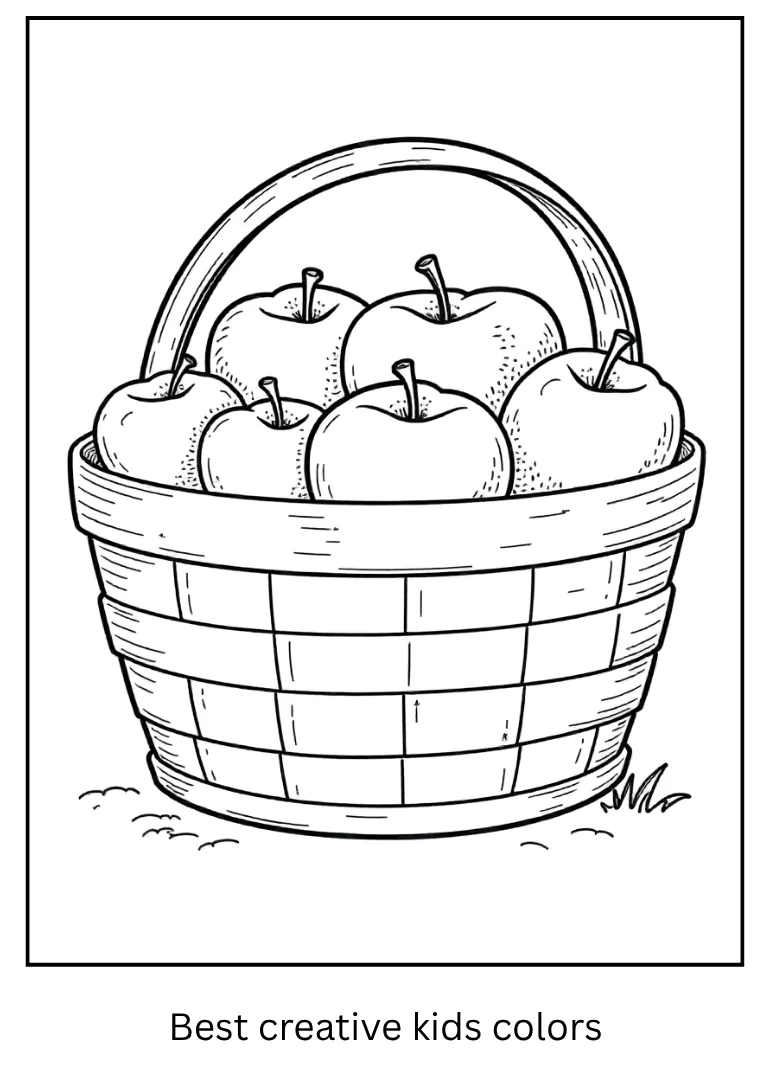 Harvest Apple Basket Coloring Page