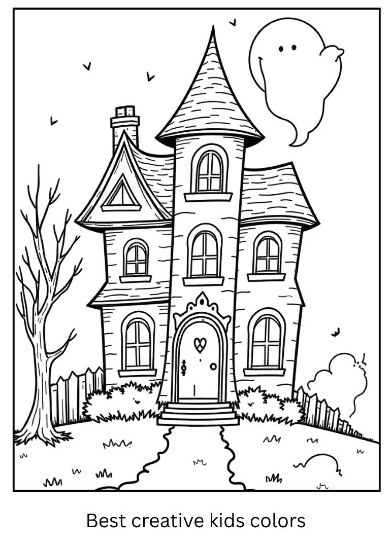 Haunted Mansion Halloween Coloring Page