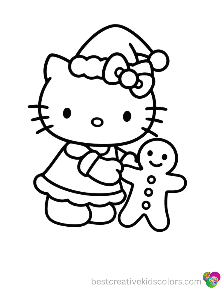 Play & Color: Free Hello Kitty Christmas Coloring Pages Hello Kitty rings a shiny brass bell to celebrate winter.