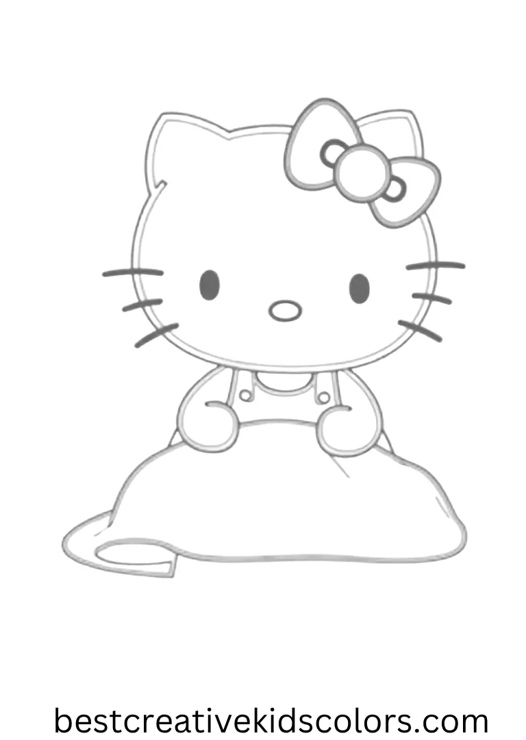 Hello Kitty Making Her Bed Coloring Page