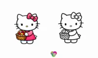 Cute Hello Kitty Thanksgiving Coloring Page For Kids