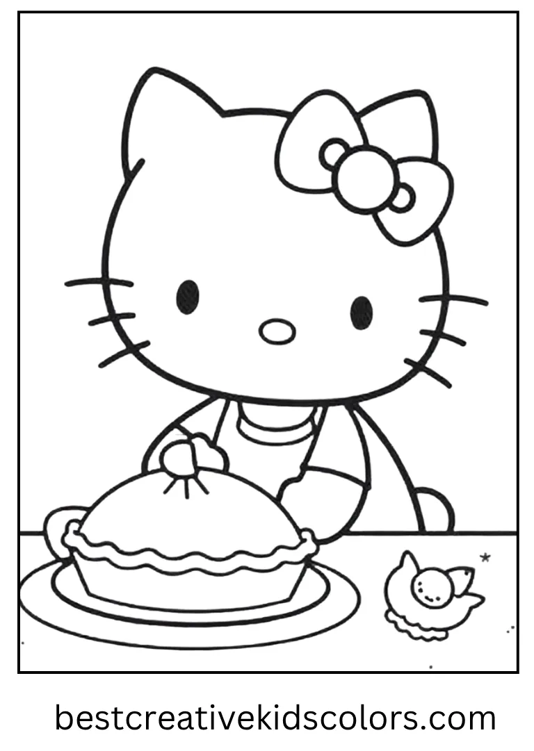 Hello Kitty Thanksgiving Feast Coloring Sheet