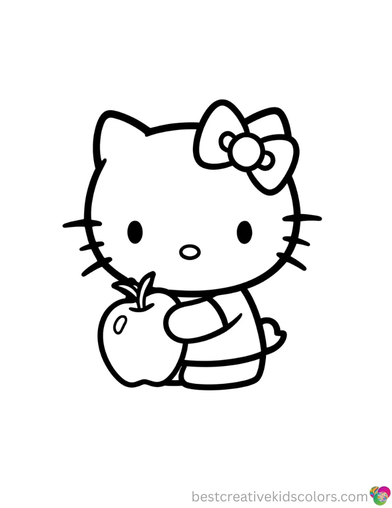 A sweet scene in hello kitty autumn smoothly presents Hello Kitty washing a harvest apple.