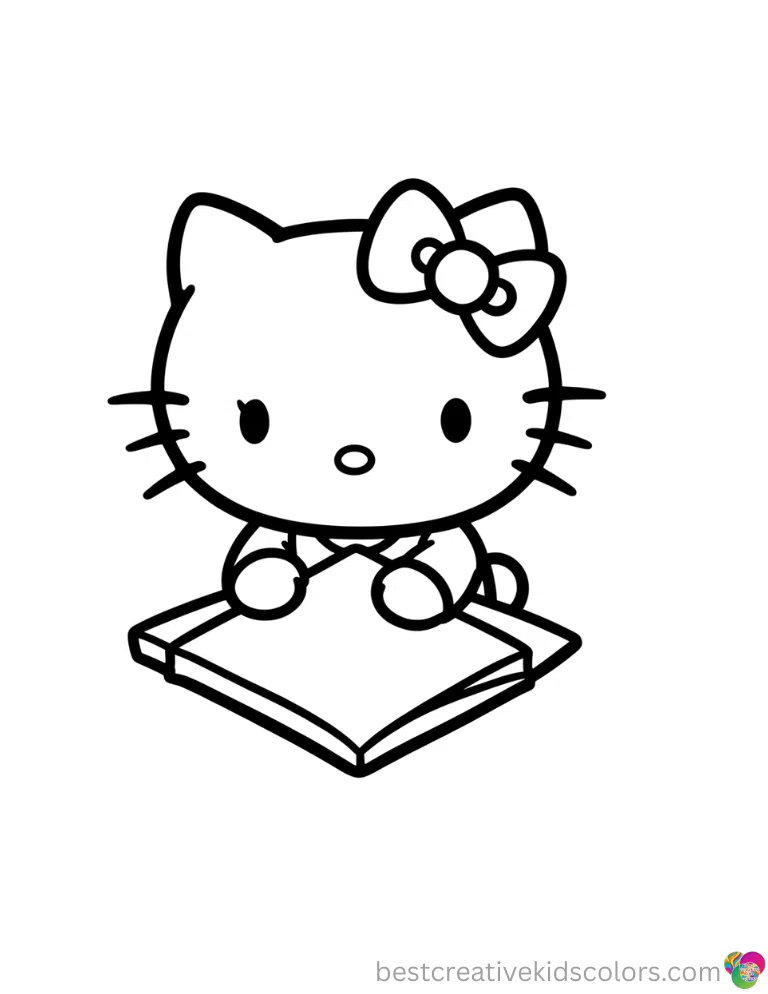Hello kitty drawings to print safely features Hello Kitty folding a clean paper napkin now.