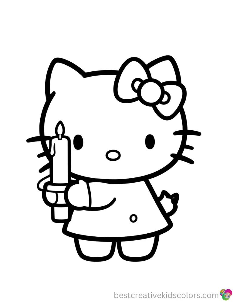 Hello Kitty safely carries a plain white candle straight up in Hello kitty halloween art.