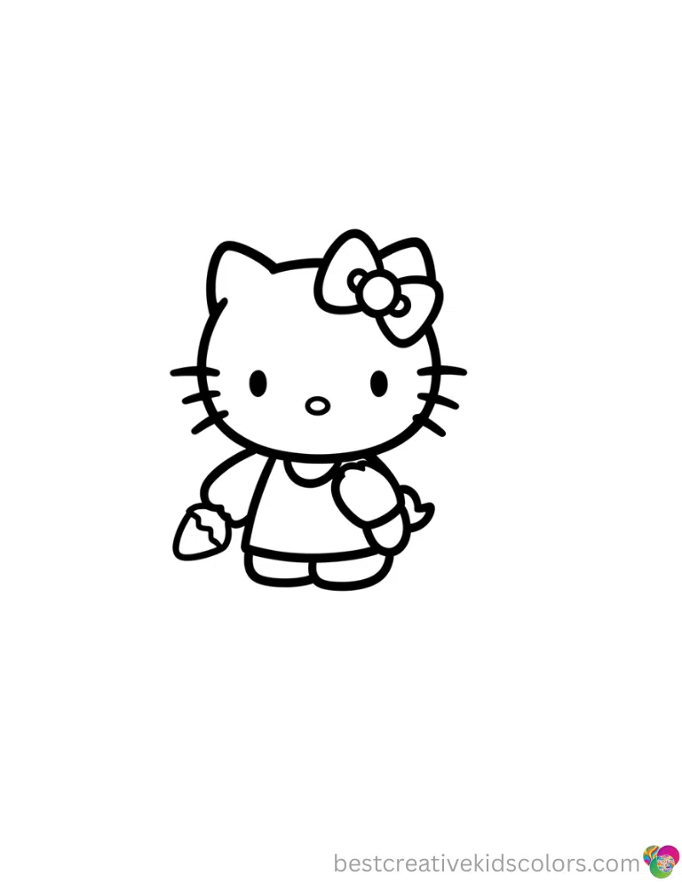 Hello kitty halloween printables elegantly shows Hello Kitty dropping a sweet candy corn.