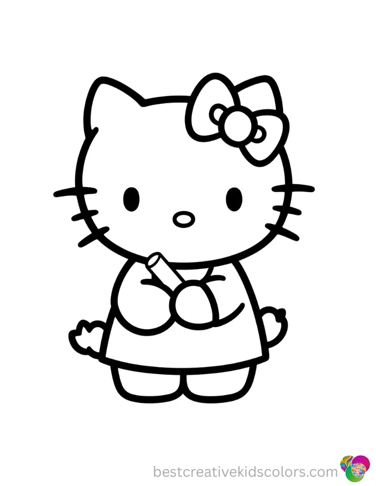 Hello Kitty peacefully holds a white piece of chalk inside Hello kitty pictures halloween.
