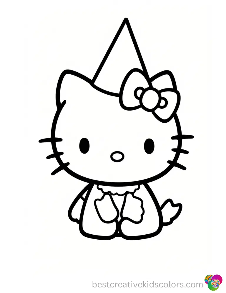 Hello Kitty is wearing a simple paper party hat inside Hello kitty print outs right now.
