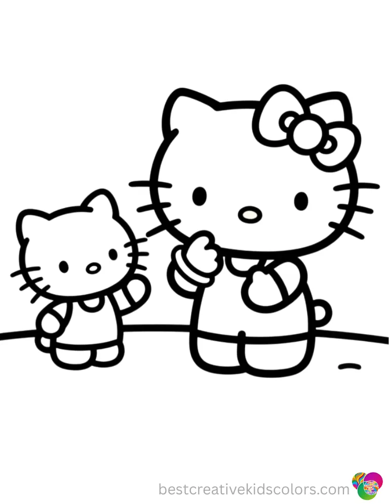 Hello kitty printout Hello kitty printout clearly presents Hello Kitty wearing a thick ring on her little finger.