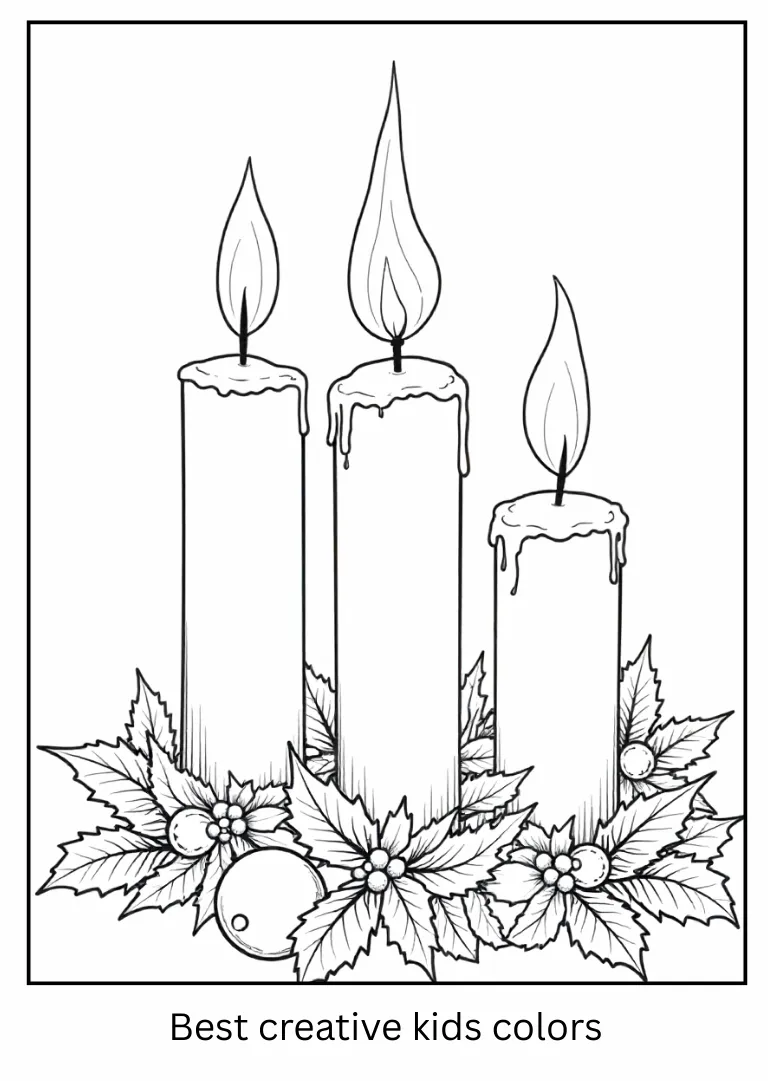 Holiday Candles Coloring Page Holiday Candles Coloring Page