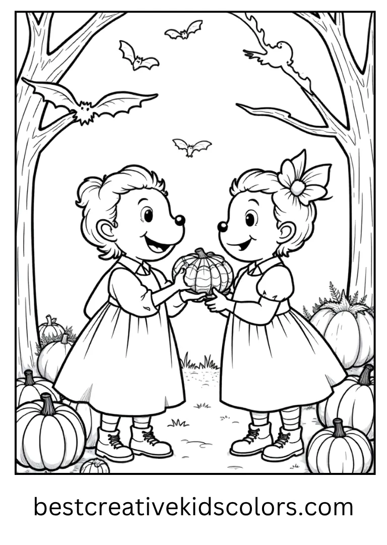 Hopper and Eleven Halloween Party Coloring Page