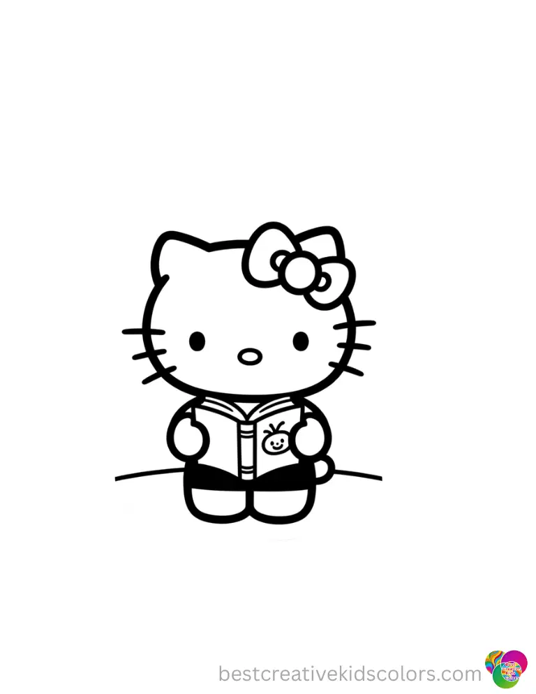 Follow along in How to draw hello kitty halloween to see Hello Kitty lifting a tiny spell book.