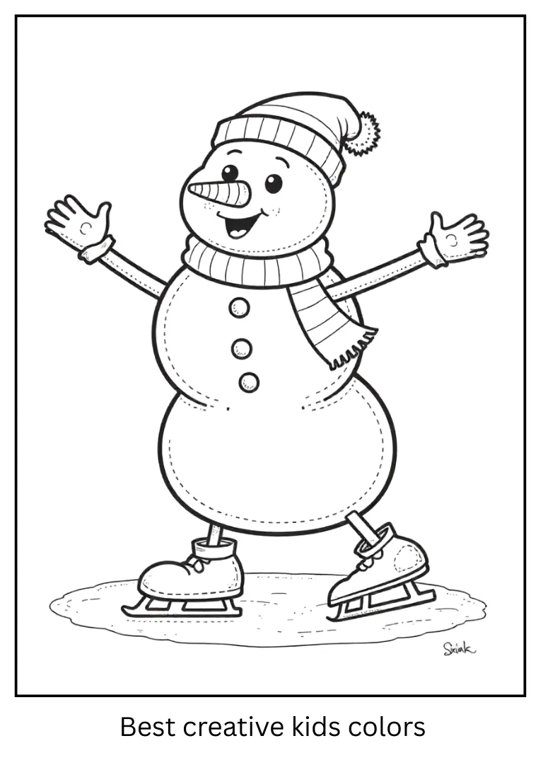 Ice Skating Snowman Outline Ice Skating Snowman Outline