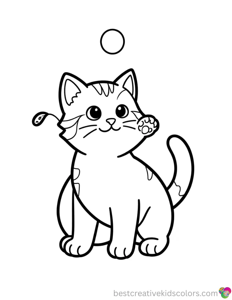 A kitten flicks a tiny foam ball into the air in Images of kittens to color easy.