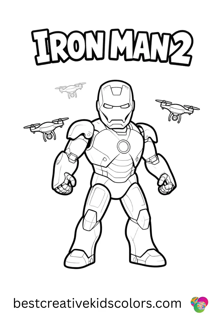 Iron Man 2 Scenes guides a drone through looping checkpoints under dim hangar lamps.