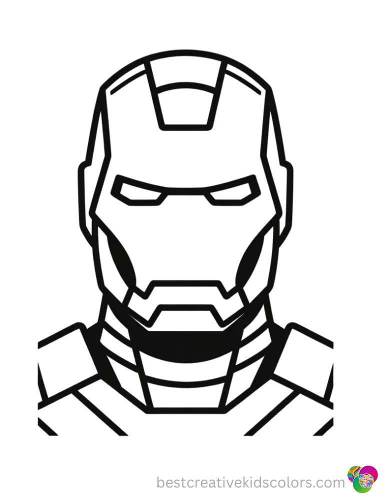 Iron Man coloring pages colored feature a bright red suit standing next to a shiny silver jet.