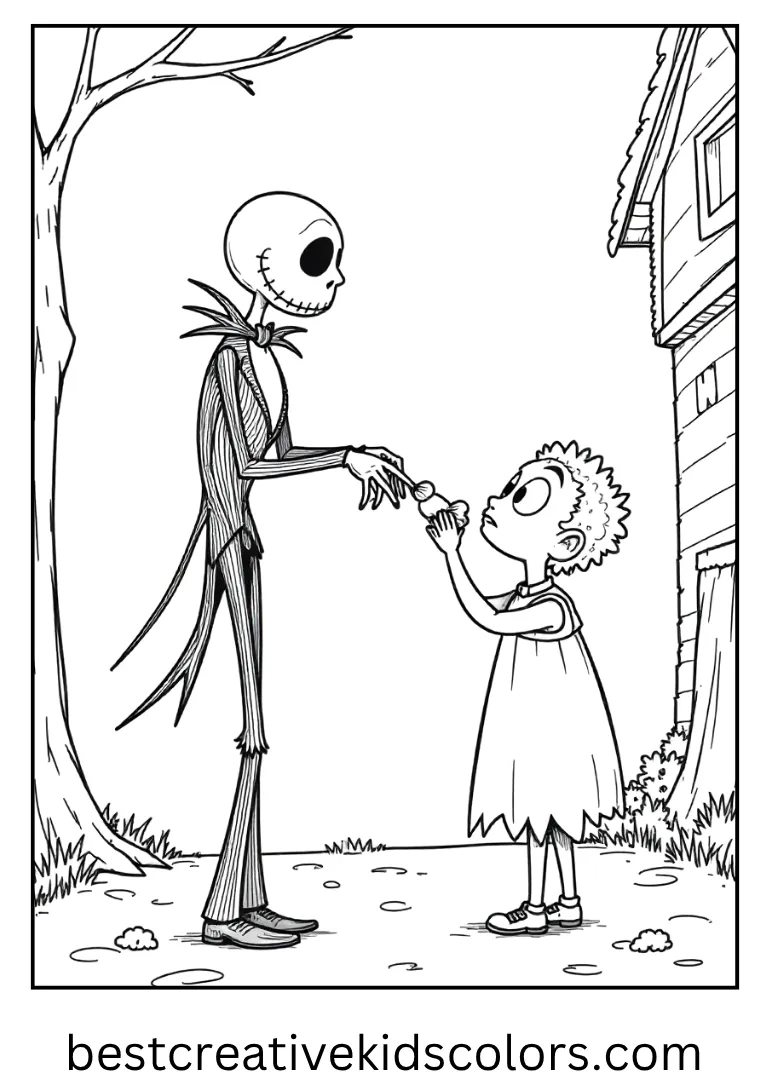 Jack Skellington Trick or Treat Coloring Page
