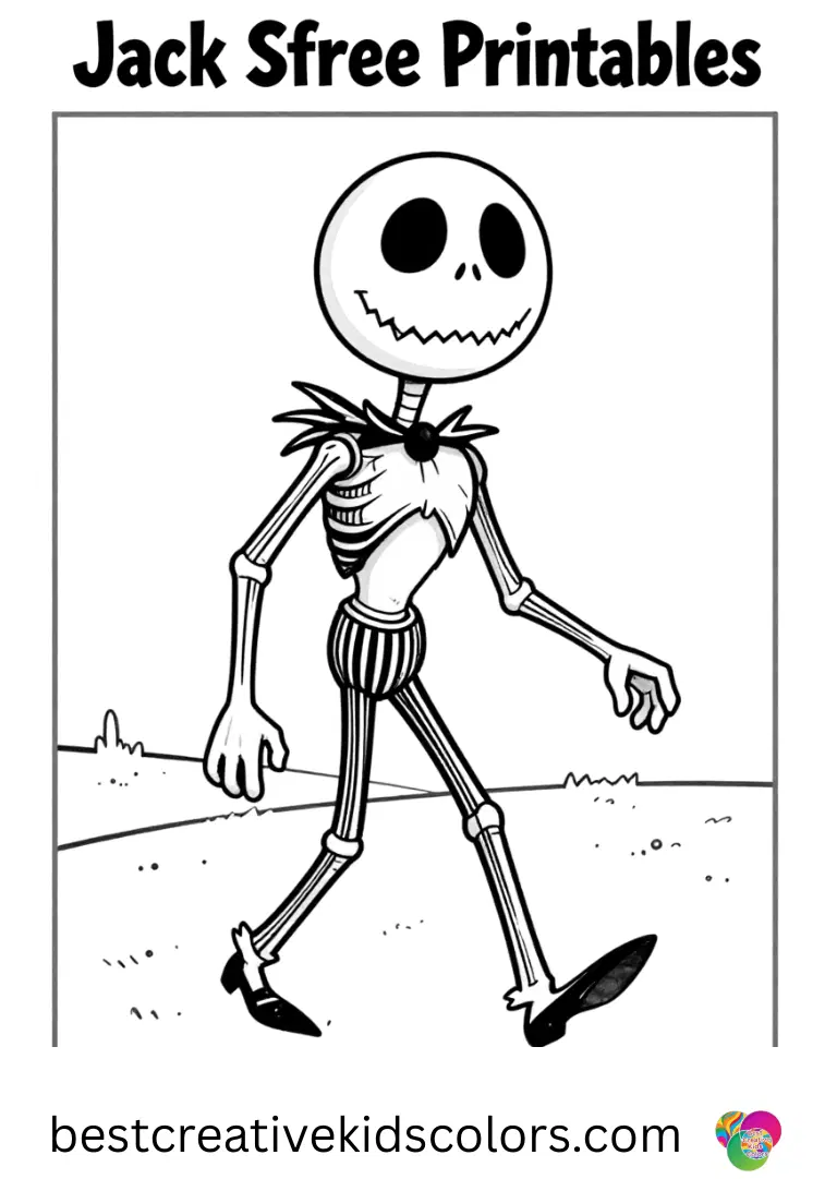Jack Skellington free Printables Jack Skellington free Printables shows Jack walking with Zero across a starry empty field.