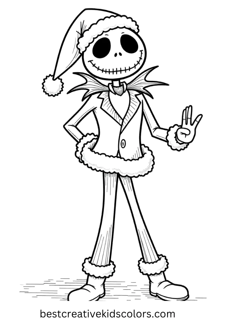 Jack Skellington in Santa Suit Coloring Page