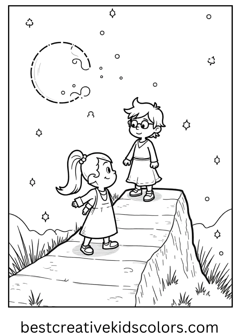 Jack and Sally on Spiral Hill Coloring Page