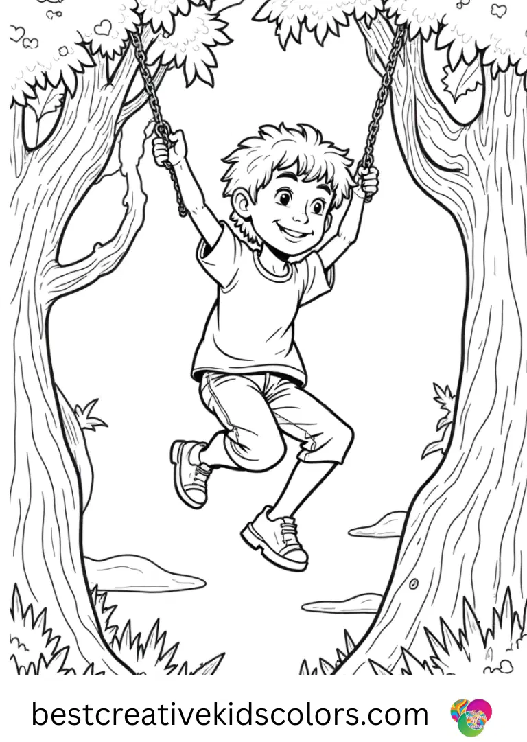 Jack coloring page Jack coloring page depicts Jack dangling from twisted vines in a moonlit forest clearing.