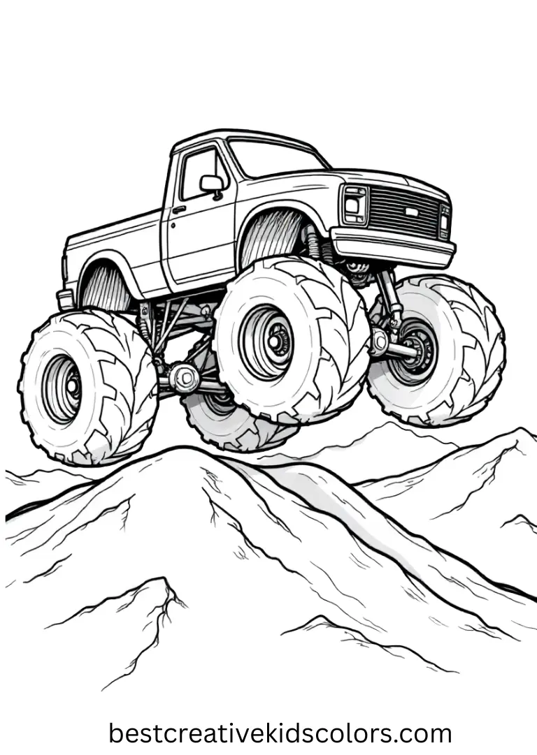 Jumping Monster Truck Printable Pages Hill Dash