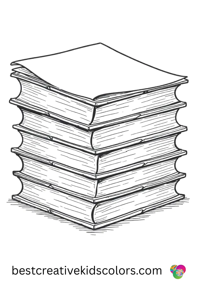 Decorative report cards are stacked evenly in June end of school coloring page for adults.