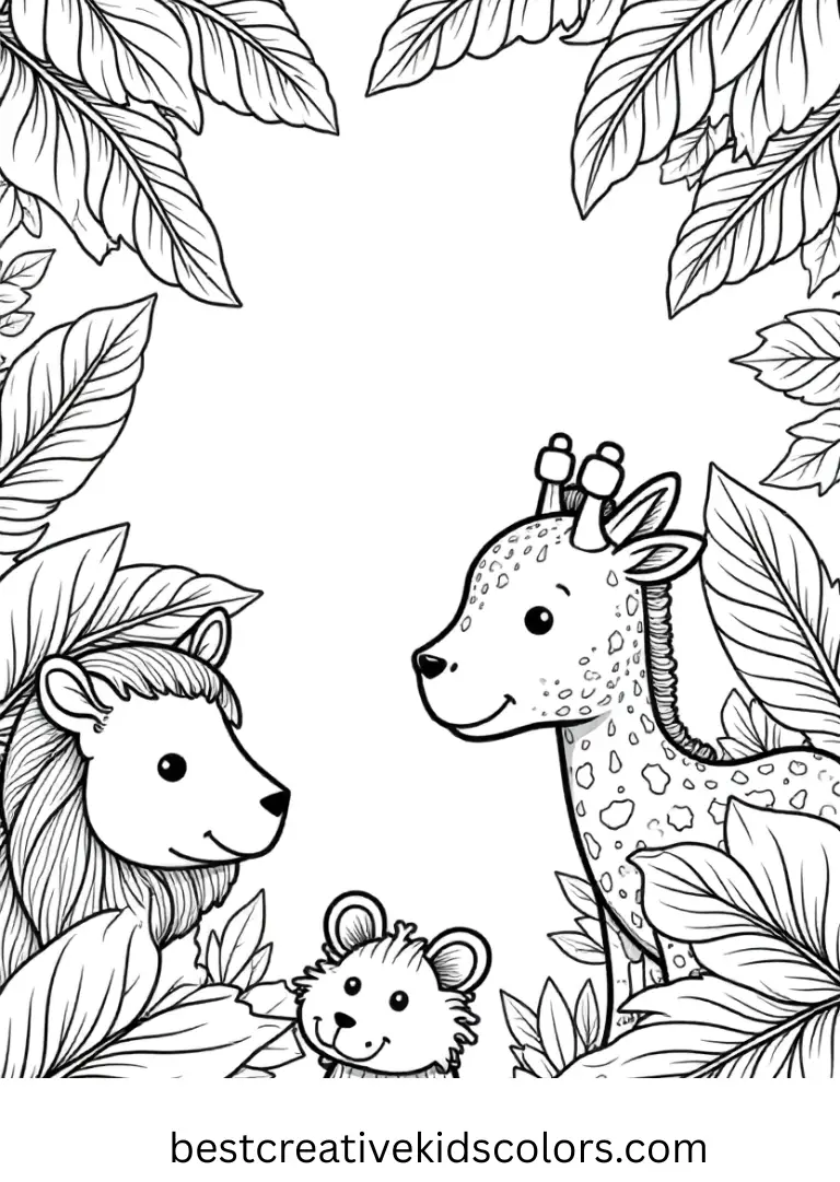 Jungle Animal Parade Disney Coloring Sheet Celebrate a parade of jungle friends with playful Disney Coloring Pages.