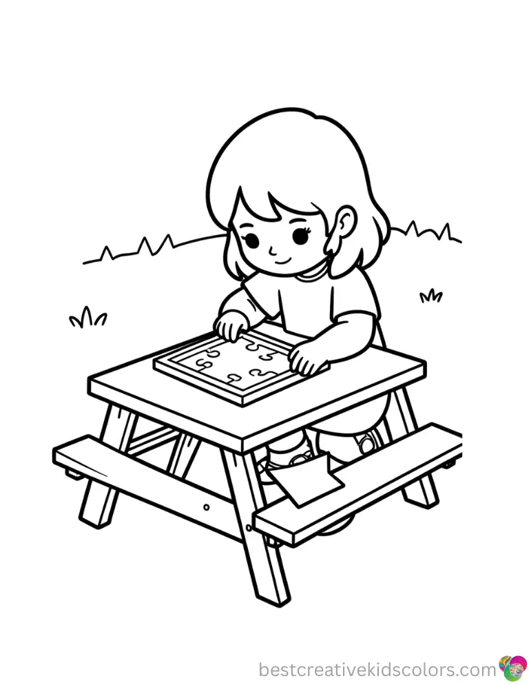 Kawaii coloring sheets pdf free shows a girl sharpening colored pencils into labeled jars.