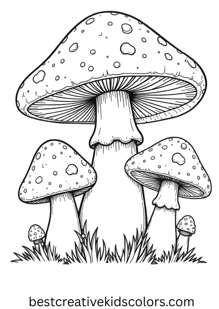 Kawaii mushroom coloring page easy