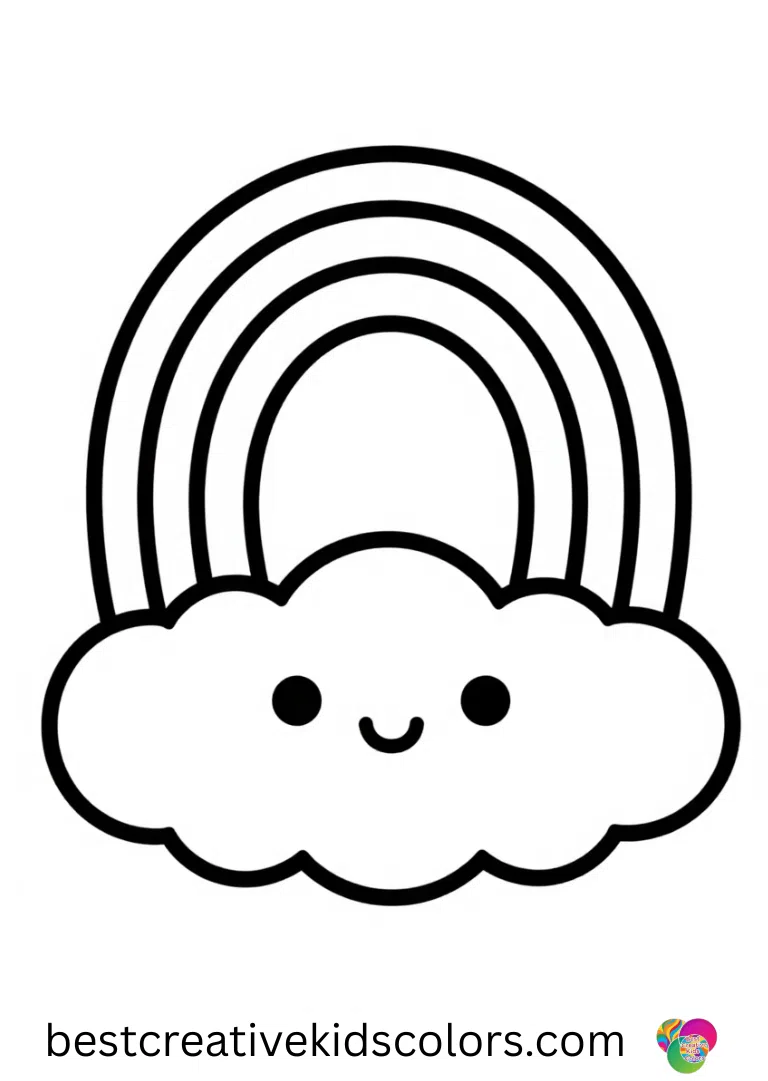 Kawaii rainbow coloring page pdf free