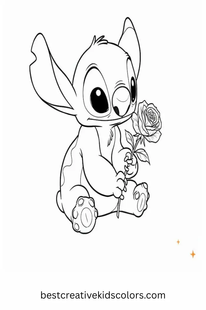 Kids Coloring Page of Cute Stitch