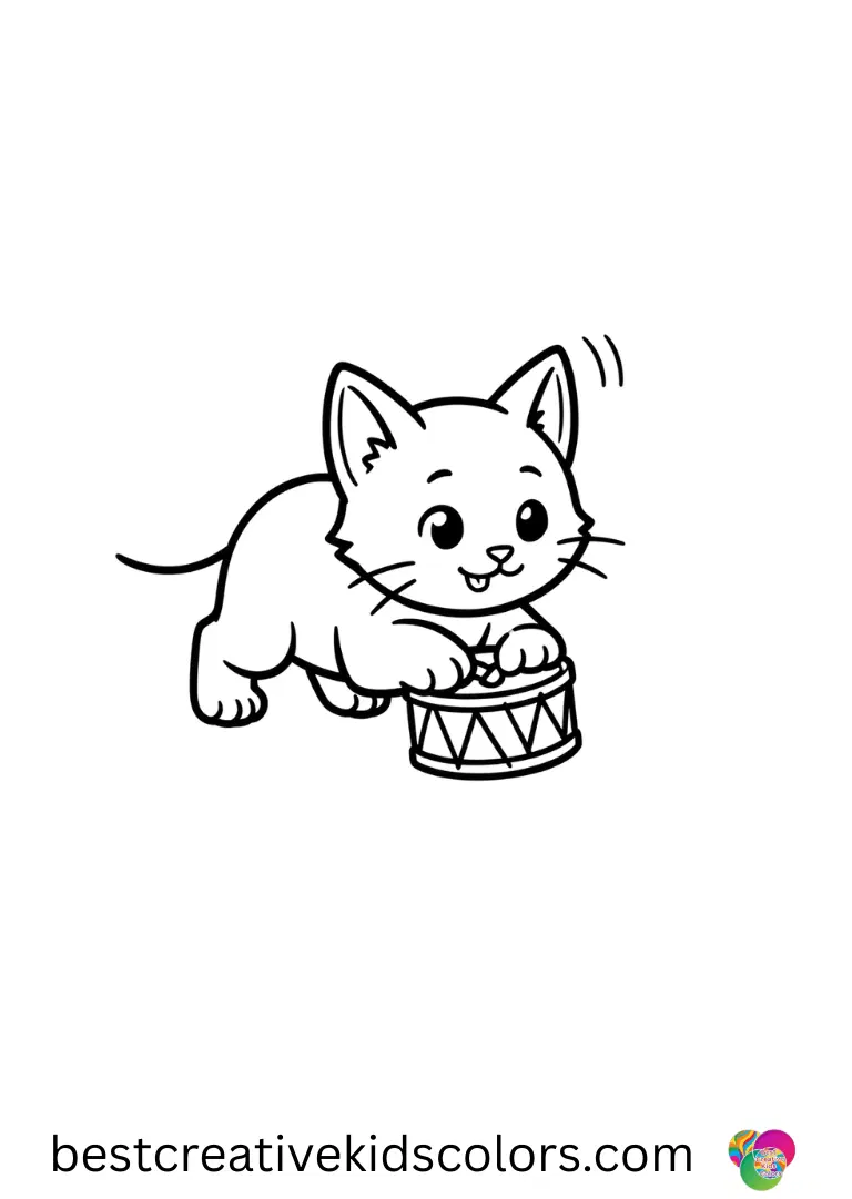 Kitten coloring pages printable PDF shows a kitten gently flipping a stack of small paper squares.