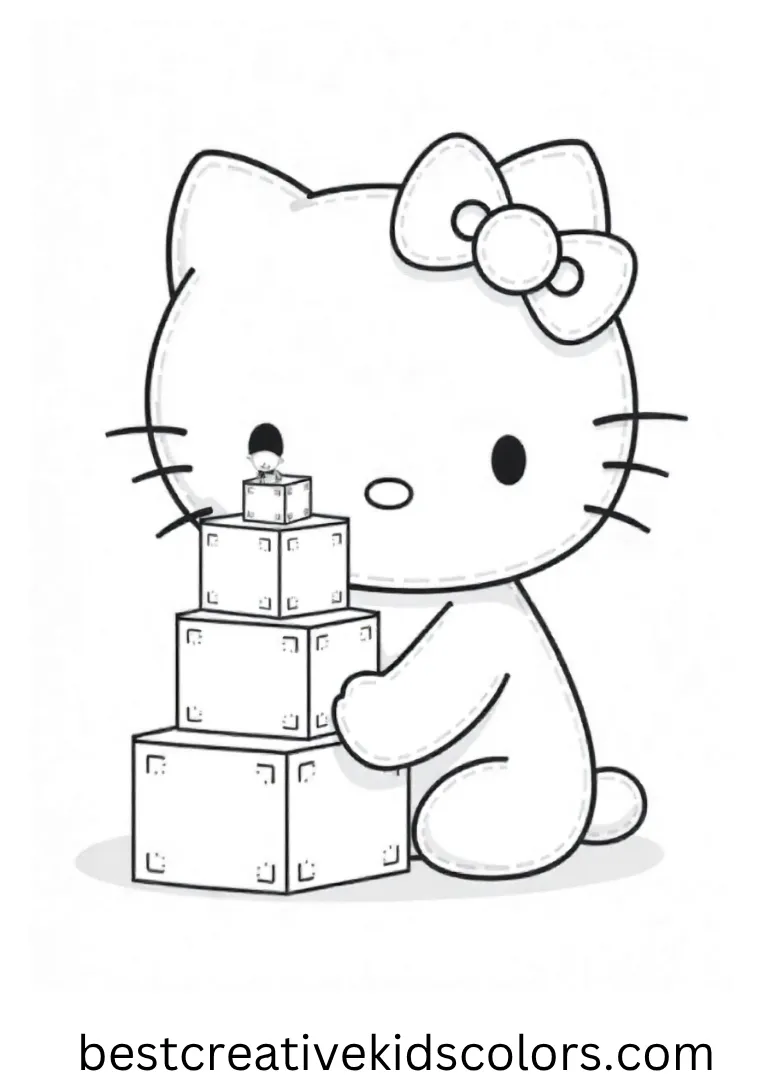 Kitty Playing With Building Blocks