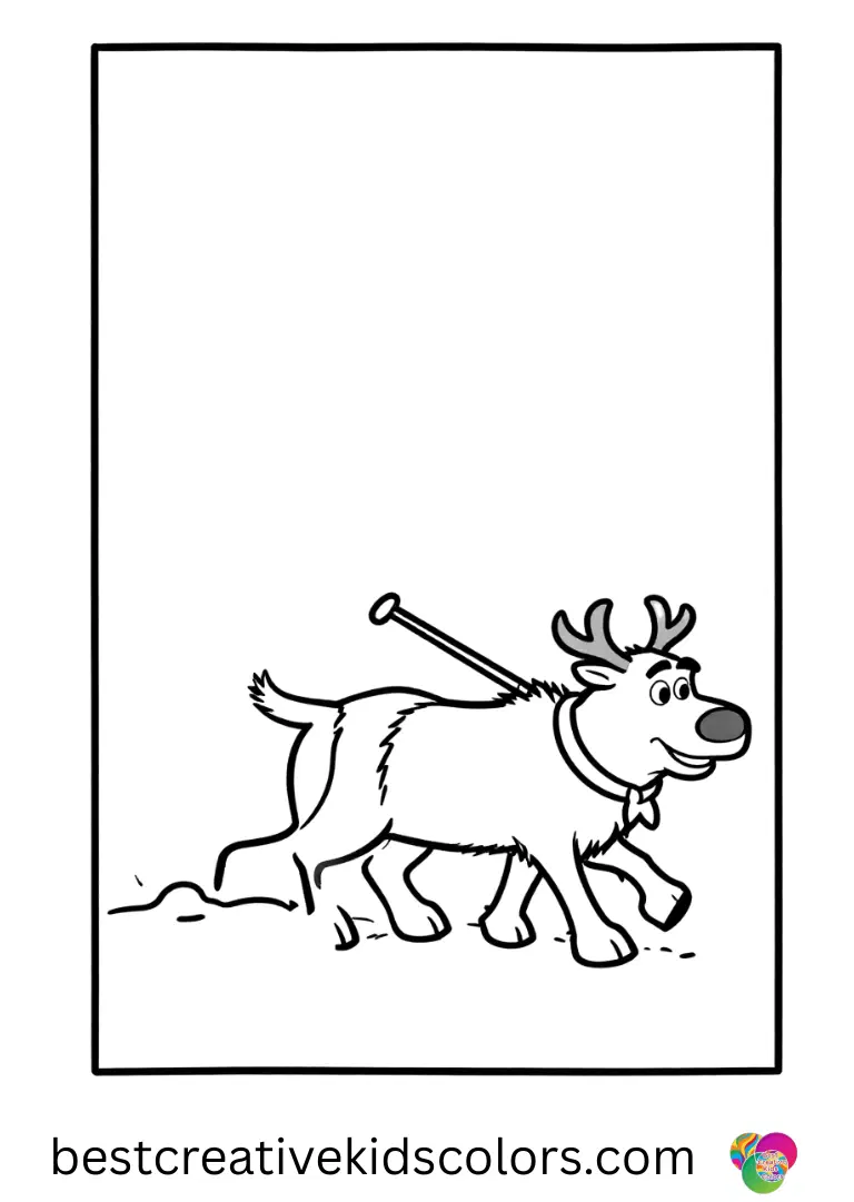 Kristoff Frozen da colorare Color Kristoff guiding Sven across snowy paths in cheerful, clear pages.