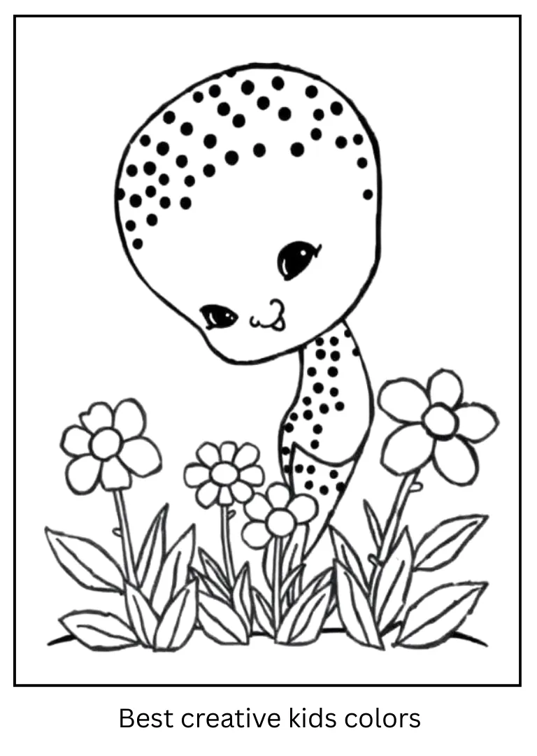 Labubu Admiring Flowers Coloring Outline