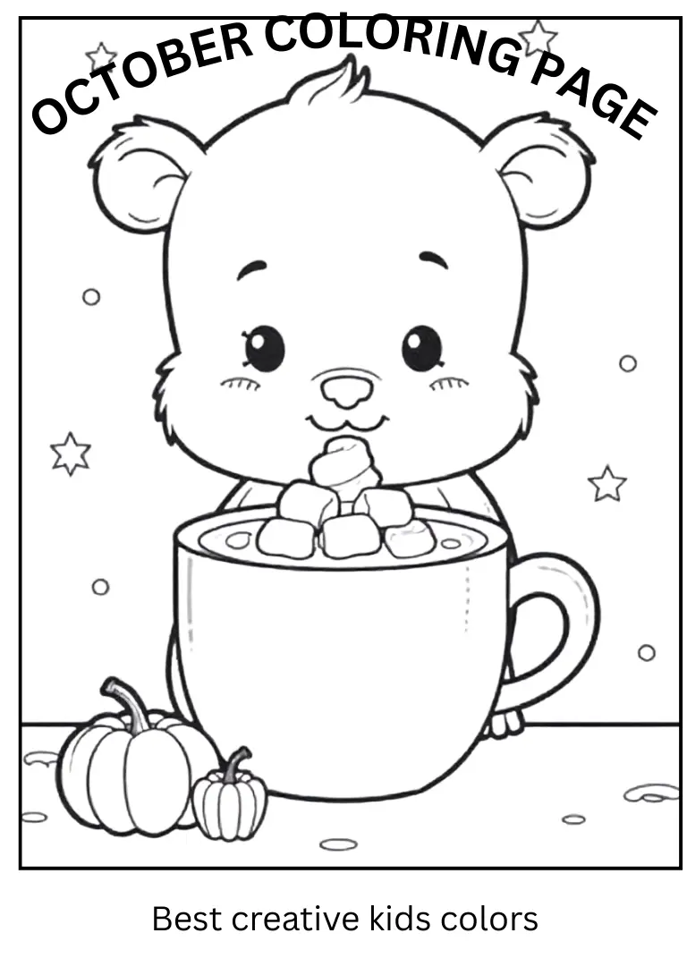 Labubu Drinking Hot Chocolate Printable