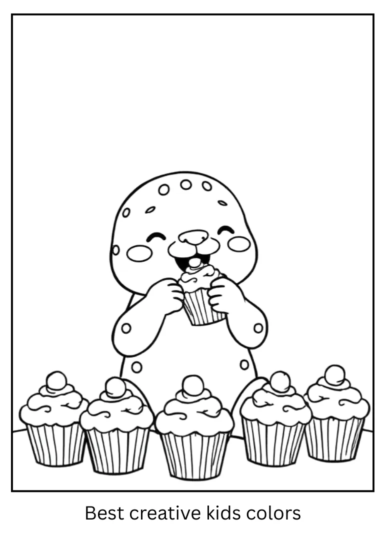 Labubu Eating Cupcakes Printable