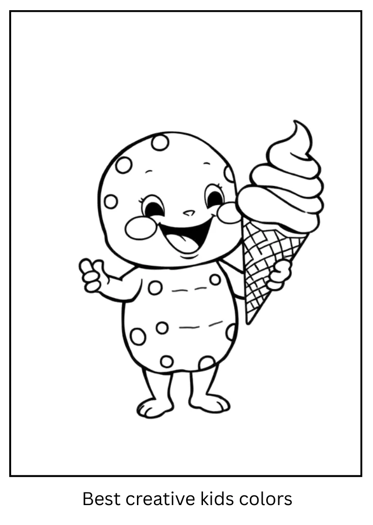 Labubu Holding Ice Cream Coloring Page