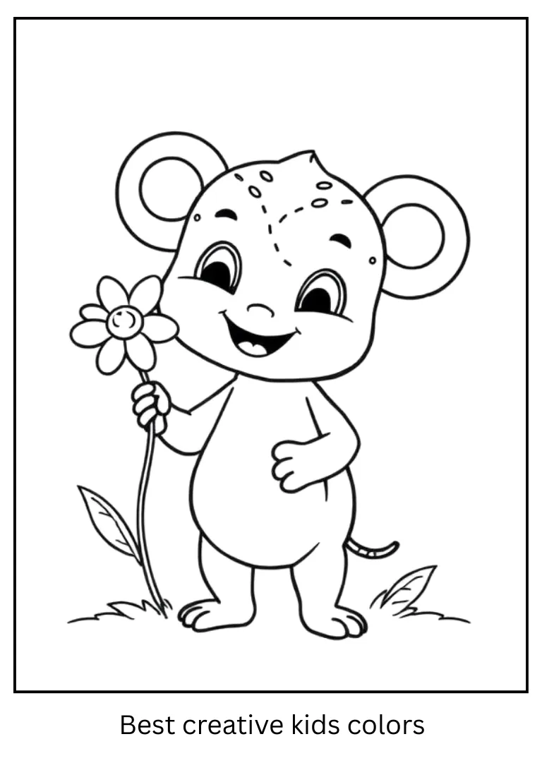 Labubu Holding a Flower Coloring Page