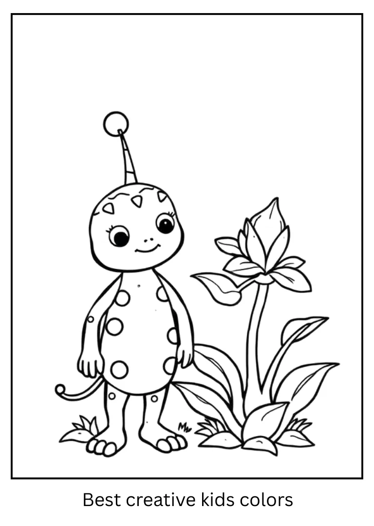 Labubu and Magical Plant Coloring Page