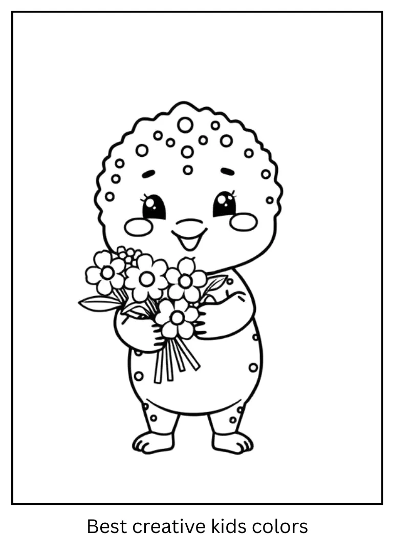 Labubu with Flower Bouquet Printable