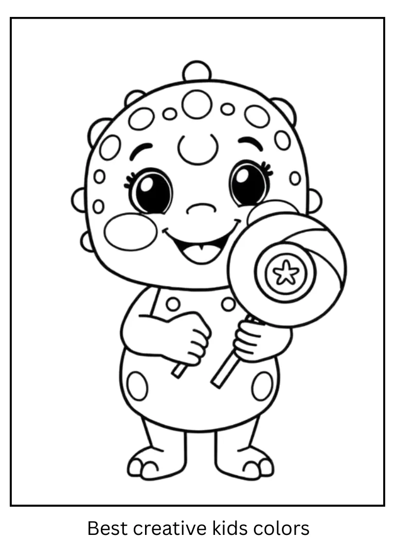Labubu with Lollipop Coloring Page