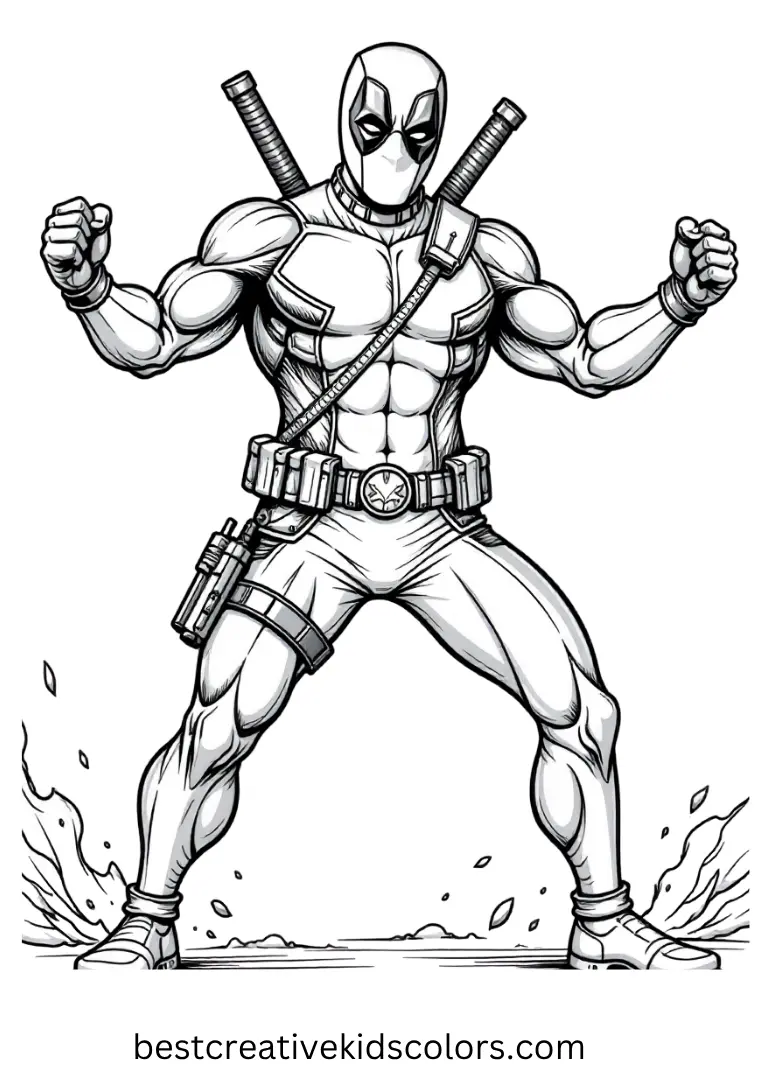 Add bright shades to Deadpool doing a dance-off mid-battle, full of goofy confidence.